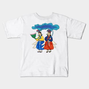 Minhwa: Taoist Fairy Sisters A-2 Type Kids T-Shirt